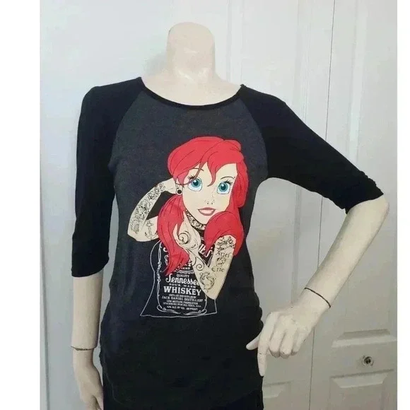 Punk Ariel Disney 3/4 sleeve shirt Whiskey Ariel - Picture 1 of 7